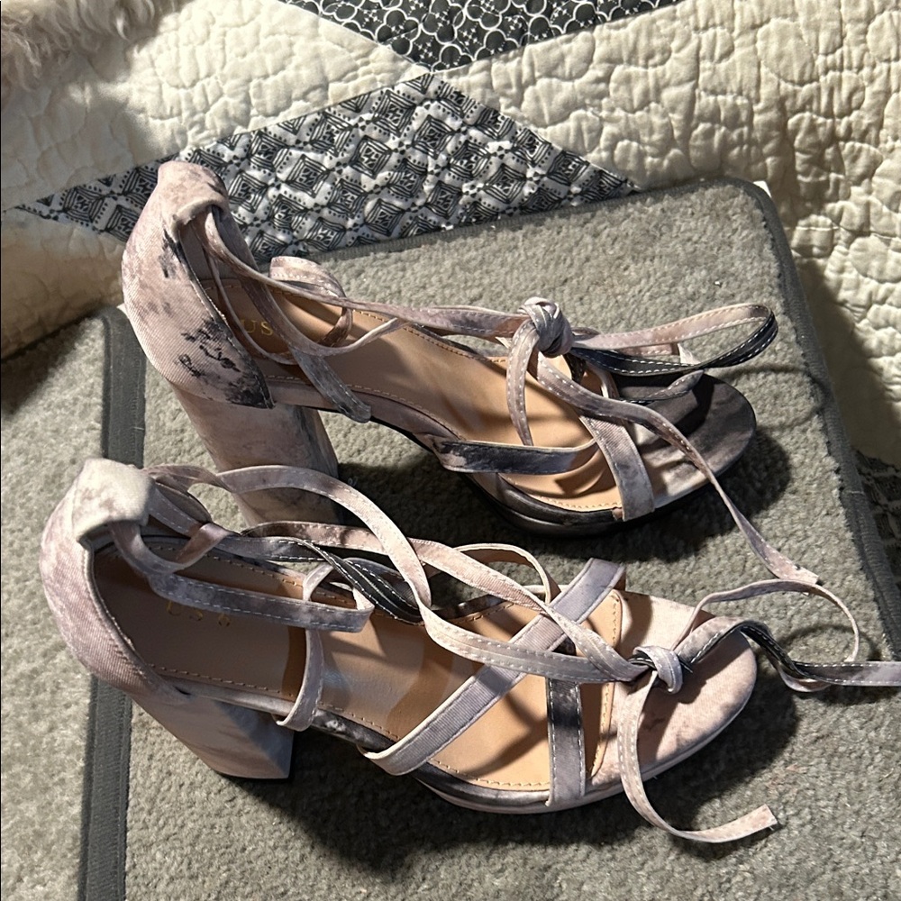 Elegant Velvet Lace-Up Heels